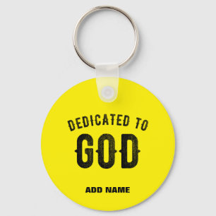 BESTIMMT FÜR GOD BRIGHT YELLOW CUSTOM BLACK TEXT SCHLÜSSELANHÄNGER