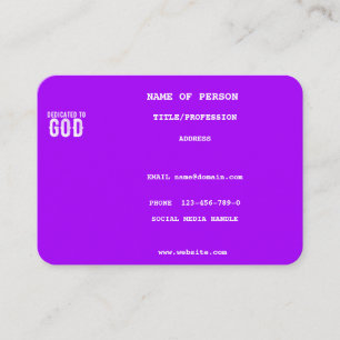 BESTIMMT FÜR GOD COOL VIOLET CUSTOM WHITE TEXT VISITENKARTE
