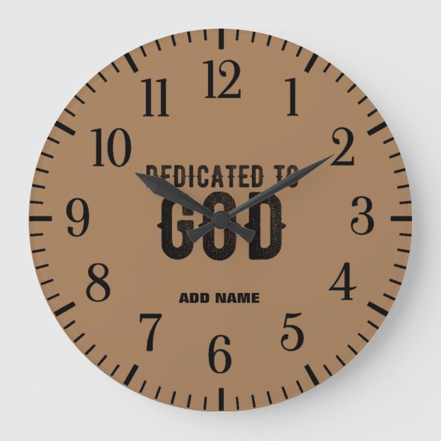 BESTIMMT FÜR GOD CUSTOM BROWN COOLE SCHWARZE TEXT GROßE WANDUHR (Vorderseite)