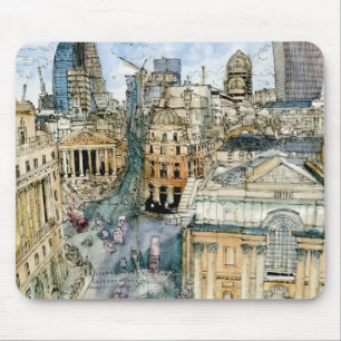 Bestimmungsorte  Watercolor-Vintage London-Straße Mousepad