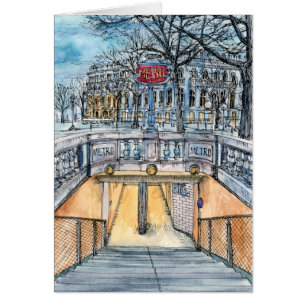 Bestimmungsorte Watercolor-Vintager Metro-Eingang