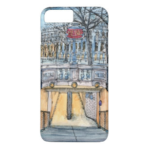 Bestimmungsorte Watercolor-Vintager Metro-Eingang iPhone 8 Plus/7 Plus Hülle