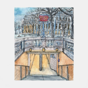 Bestimmungsorte  Watercolor-Vintager Metro-Eingang Fleecedecke