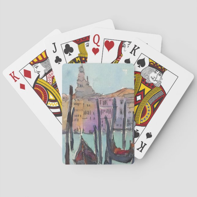 Bestimmungsorte | zwei Gondeln in Venedig-Skizze Spielkarten (Rückseite)