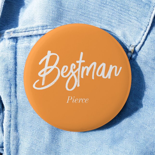 Bestman Orange White Wedding Button (Von Creator hochgeladen)