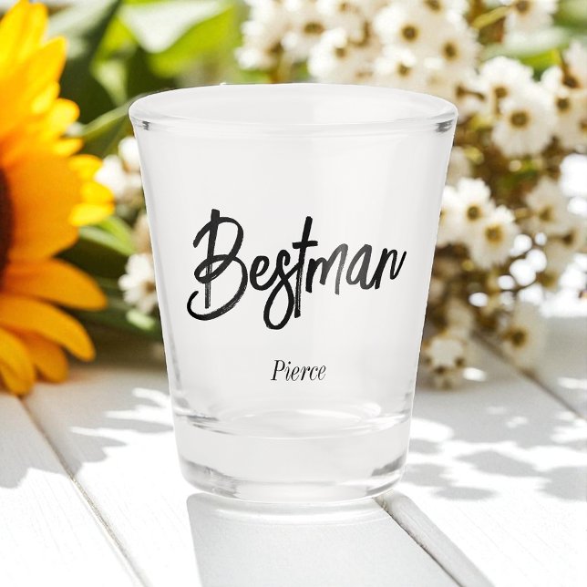 Bestman Schwarz-weiß Wedding Schnapsglas (Von Creator hochgeladen)