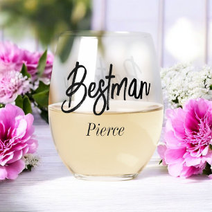 Bestman Schwarz-weiß Wedding Weinglas Ohne Stiel