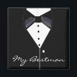 Bestman Wedding Tuxedo Magnet<br><div class="desc">Stilvolles schwarzes Tuxedo mit schwarzem Schatten und weißem Shirt. Perfekter Sake für den Besten. Passen Sie Ihre Wünsche an.</div>