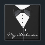 Bestman Wedding Tuxedo Magnet<br><div class="desc">Stilvolles schwarzes Tuxedo mit schwarzem Schatten und weißem Shirt. Perfekter Sake für den Besten. Passen Sie Ihre Wünsche an.</div>