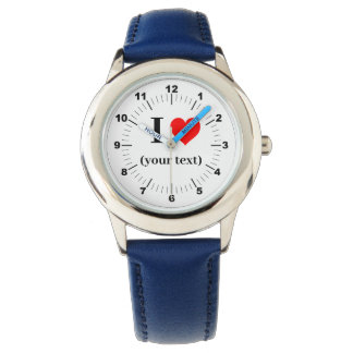BESTSELLER! Kind, ich ❤️ blaues Leder, Strap Watch Armbanduhr