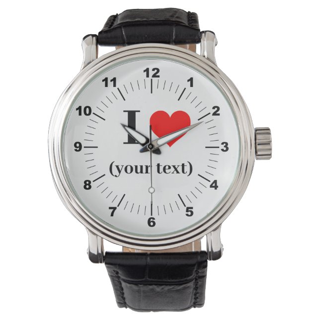 BESTSELLER! Men I ❤️ Vintag Black Leather Watch Armbanduhr (Vorderseite)
