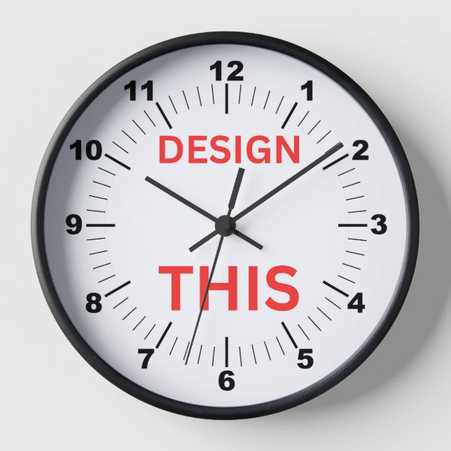 BESTSELLER! Uhr, 10" runder Schwarzer Holzrahmen � Uhr (Vorderseite)