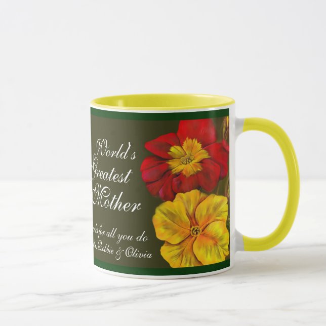 Bestste Mutter-Tasse Primulablumenkunst Welt Tasse (Rechts)