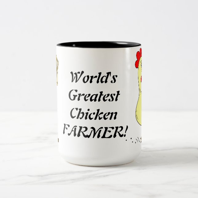 Bestster das Huhn-Bauer der Welt Zweifarbige Tasse (Mittel)