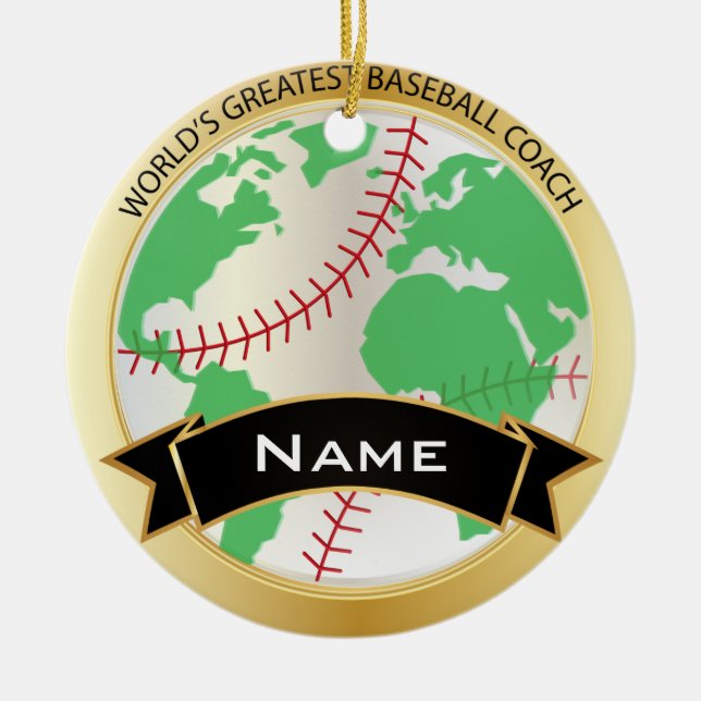 Bestster Text der Welt des Baseballtrainer-| DIY Keramikornament (Vorne)