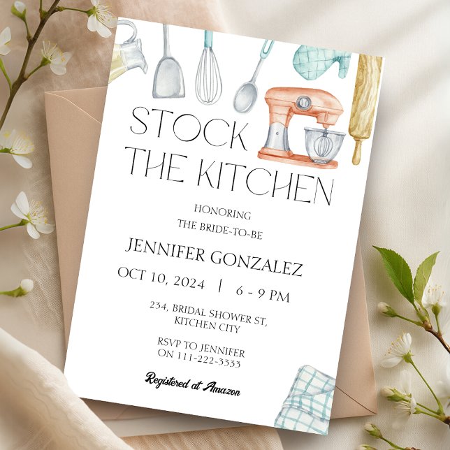 Bestücken Sie das Küchenpantry-Brautparty Einladung (Stock the Kitchen Pantry Cooking Bridal Shower Invitation)