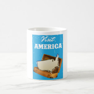 Besuch America Retro Altes Reiseplakat Tasse