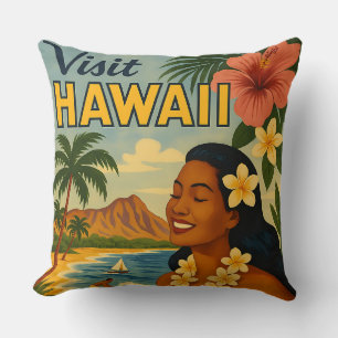 Besuch auf Hawaii in der Mitte des Jahrhunderts To Kissen