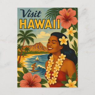 Besuch auf Hawaii in der Mitte des Jahrhunderts To Postkarte