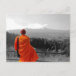 Besuch des buddhistischen Monks und des Fuji-Berge Postkarte