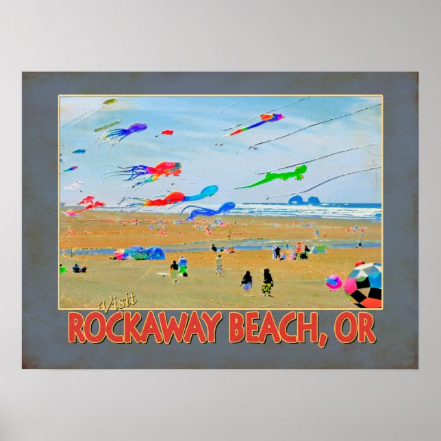 Besuch des Strandes Rockaway, OR Poster (Vorne)
