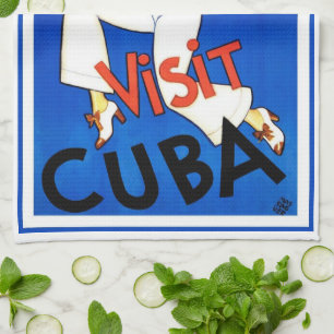 Besuch Havanna, Kuba, Vintage Travel Poster Maraca Geschirrtuch