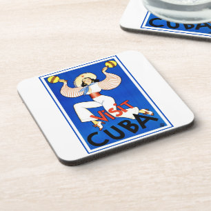 Besuch Havanna, Kuba, Vintage Travel Poster Maraca Getränkeuntersetzer