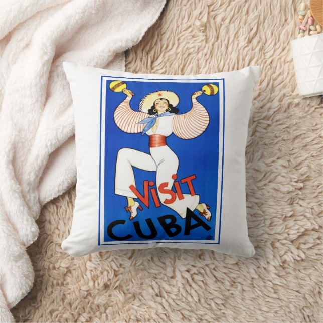 Besuch Havanna, Kuba, Vintage Travel Poster Maraca Kissen (Decke)