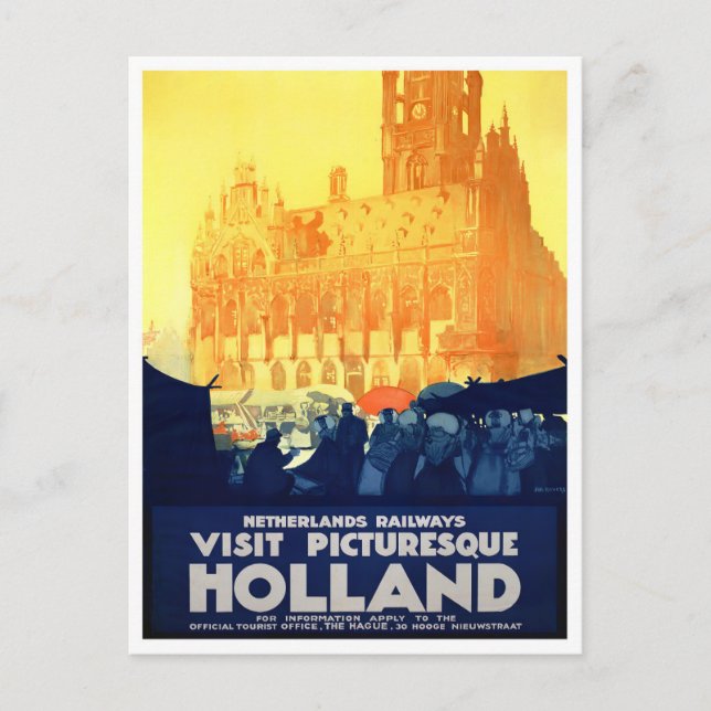 Besuch Holland Vintage Reise Postkarte (Vorderseite)
