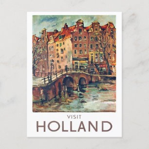 Besuch Holland Vintage Reise Postkarte