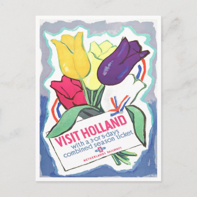 Besuch Holland Vintage Reise Postkarte (Vorderseite)