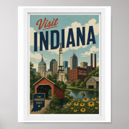 Besuch Indiana Reise Vintage Poster