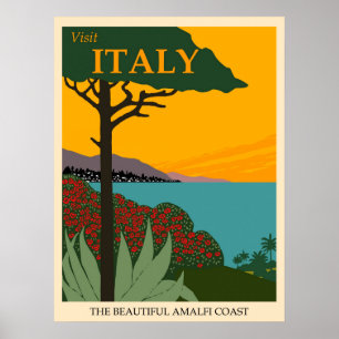 Besuch Italien, die schöne Amalfi Küste Reisen Poster