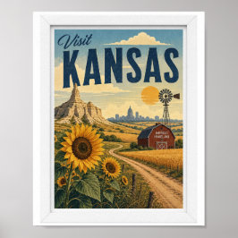 Besuch Kansas Reise Vintage Poster