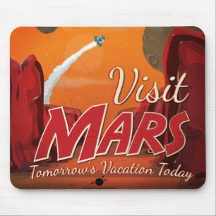 Besuch Mars Vintage Poster Mousepad