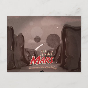 Besuch Mars Vintage Poster Postkarte