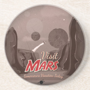 Besuch Mars Vintage Poster Untersetzer