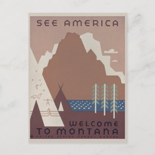 Besuch Montana Amerika Vintag Postkarte