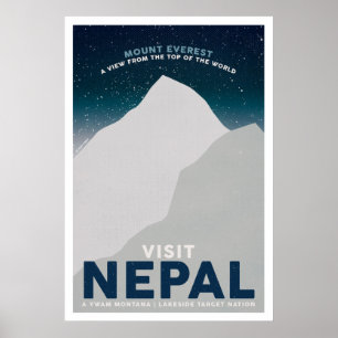 Besuch Nepal Monte Everest Vintage Reiseplakat Poster