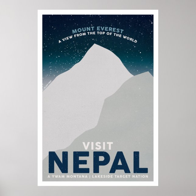 Besuch Nepal Monte Everest Vintage Reiseplakat Poster (Vorne)