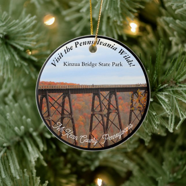 Besuch PA Wilds Picturesque Souvenir Kinzua Bridge Keramik Ornament (Baum)