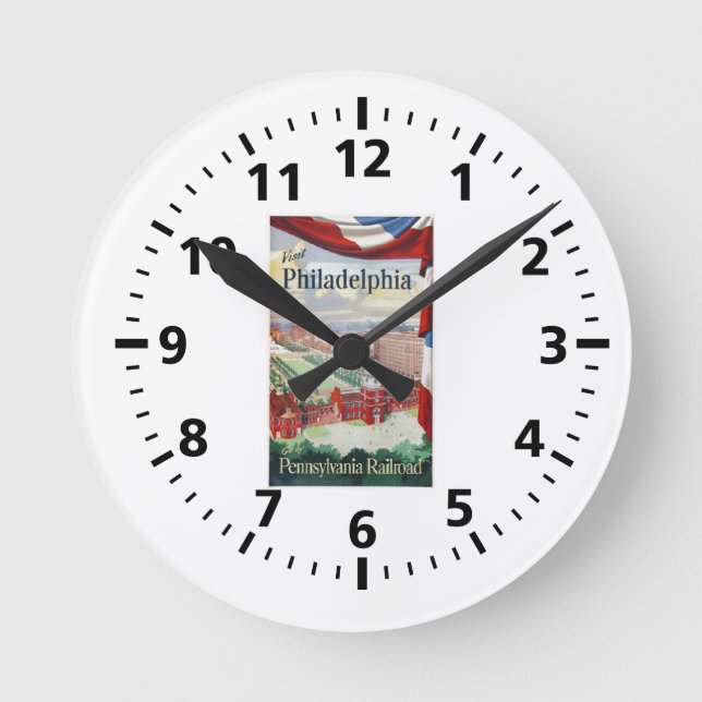 Besuch Philadelphia über das      PennsylvaniaWatc Runde Wanduhr (Vorderseite)