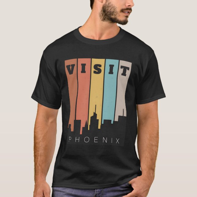 Besuch Phoenix das Tal der Sonne Skyline Retro T-Shirt (Vorderseite)