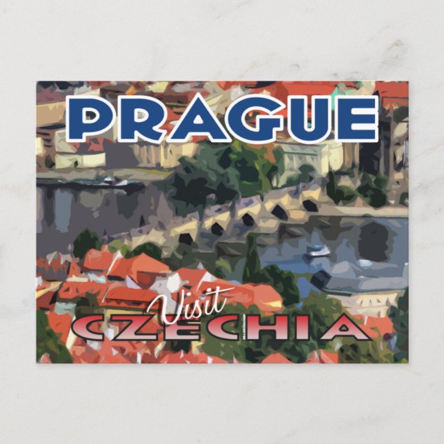 Besuch... Prag, Tschechien Postkarte (Vorderseite)
