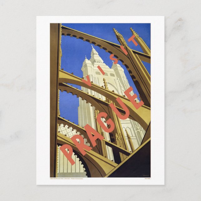 Besuch Prag Tschechische Republik Postkarte (Vorderseite)