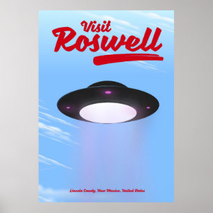 Besuch Roswell UFO Vintage Poster Farbe