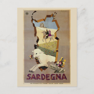 Besuch Sardinien Vintage italienische Reiseanzeige Postkarte