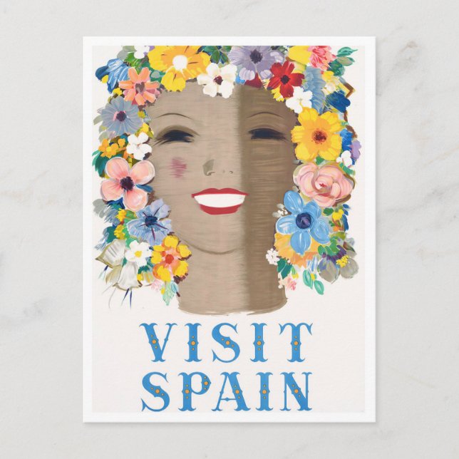 Besuch Spanien Vintage Reise Postkarte (Vorderseite)