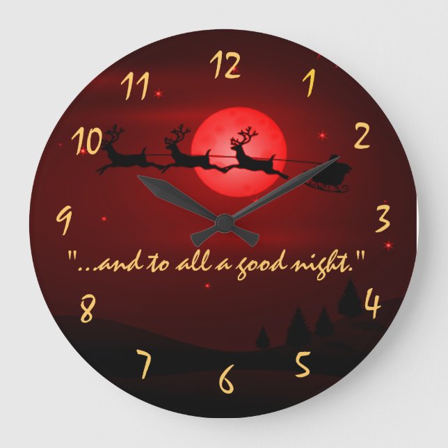 Besuch vom Weihnachtsmann Große Wanduhr (Vorderseite)