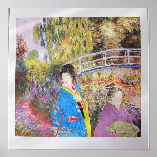 Besuch von Monets Garten - Kunstcollage Poster (Vorne)